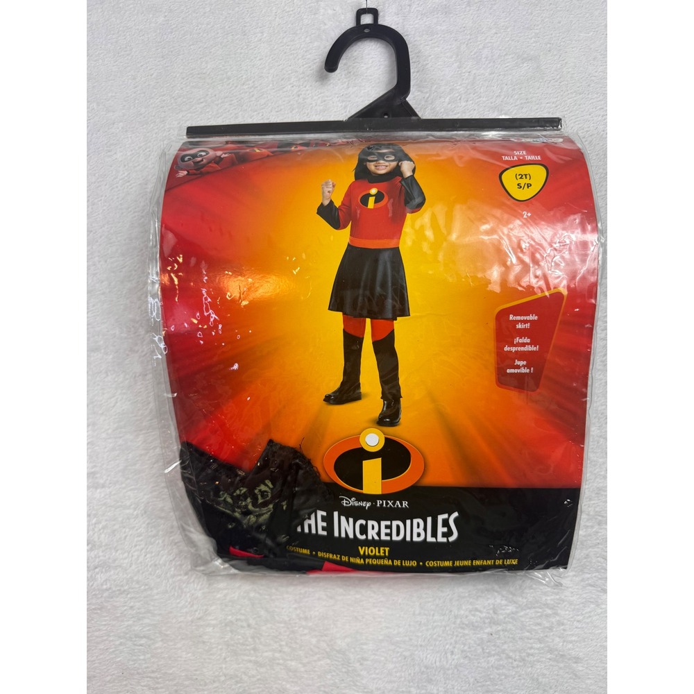 Disney Pixar The Incredibles Violet Costume Toddler 2T Red Black Dress Up Mask